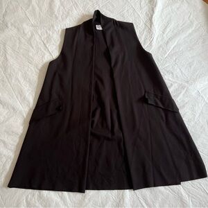 PLANET Lauren G Black minimalist Open Long Vest One Size Scuba Material